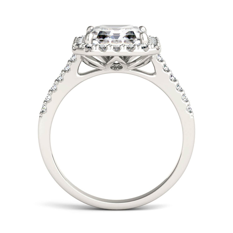 2.69 CTW DEW Asscher Moissanite Halo Ring in 14K White Gold