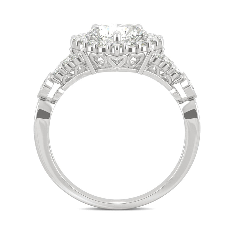 1.79 CTW DEW Heart Moissanite Engagement Ring in 14K White Gold