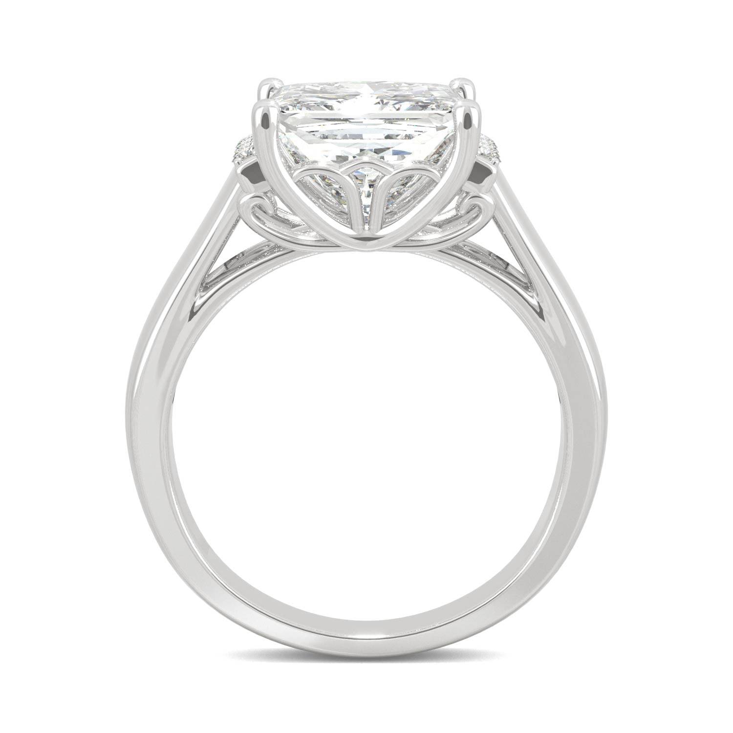 3.72 CTW DEW Square Moissanite Fashion Ring in 14K White Gold