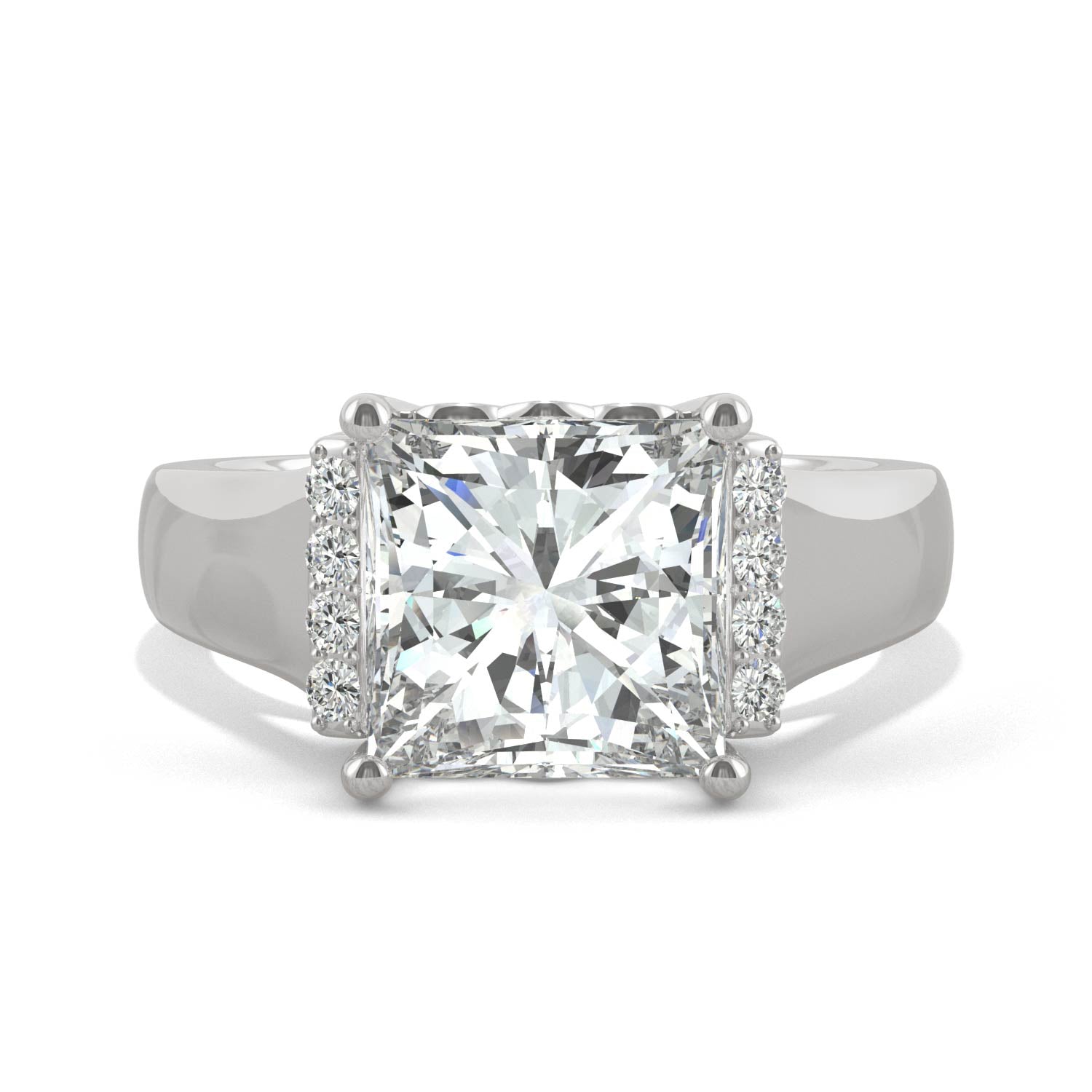 3.72 CTW DEW Square Moissanite Fashion Ring in 14K White Gold