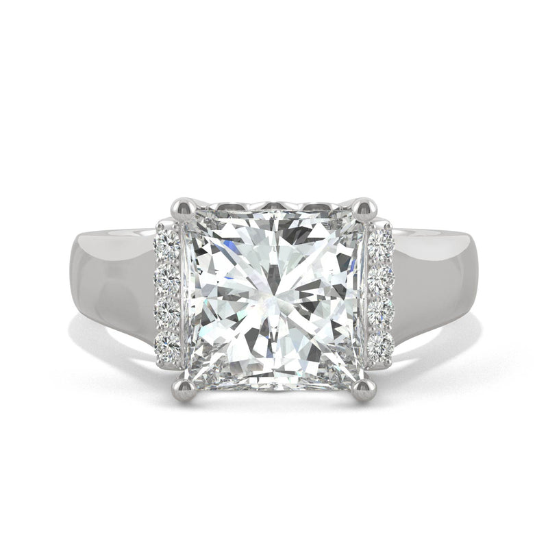 3.72 CTW DEW Square Moissanite Fashion Ring in 14K White Gold