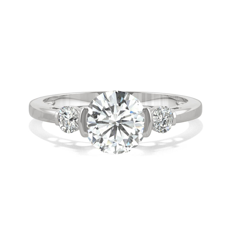 1.40 CTW DEW Round Moissanite Engagement Ring in 14K White Gold