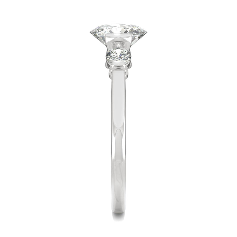 1.40 CTW DEW Round Moissanite Engagement Ring in 14K White Gold