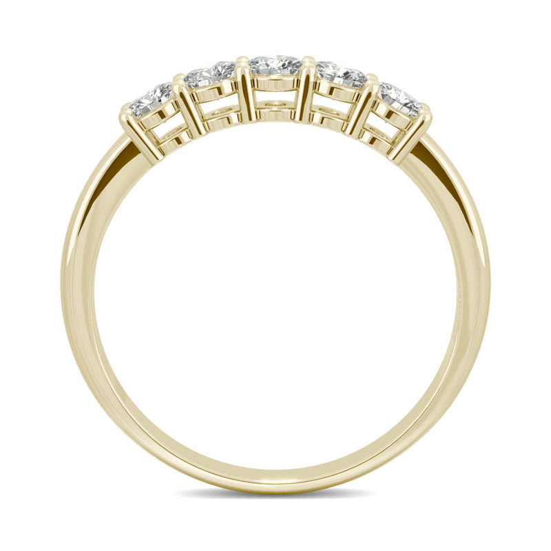 0.50 CTW DEW Round Moissanite Five Stone Ring in 14K Yellow Gold
