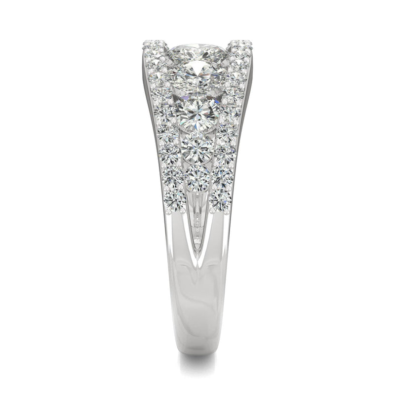 1.53 CTW DEW Round Moissanite Fashion Ring in 14K White Gold