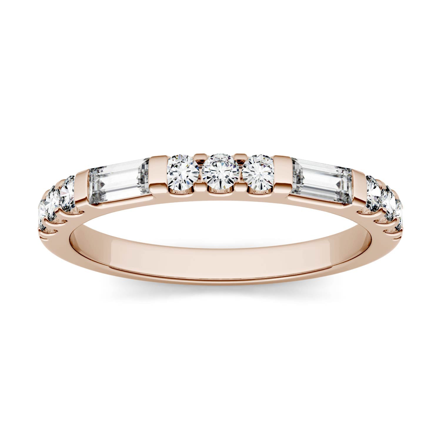 0.50 CTW DEW Straight Baguette Moissanite Stackable Ring in 14K Rose Gold