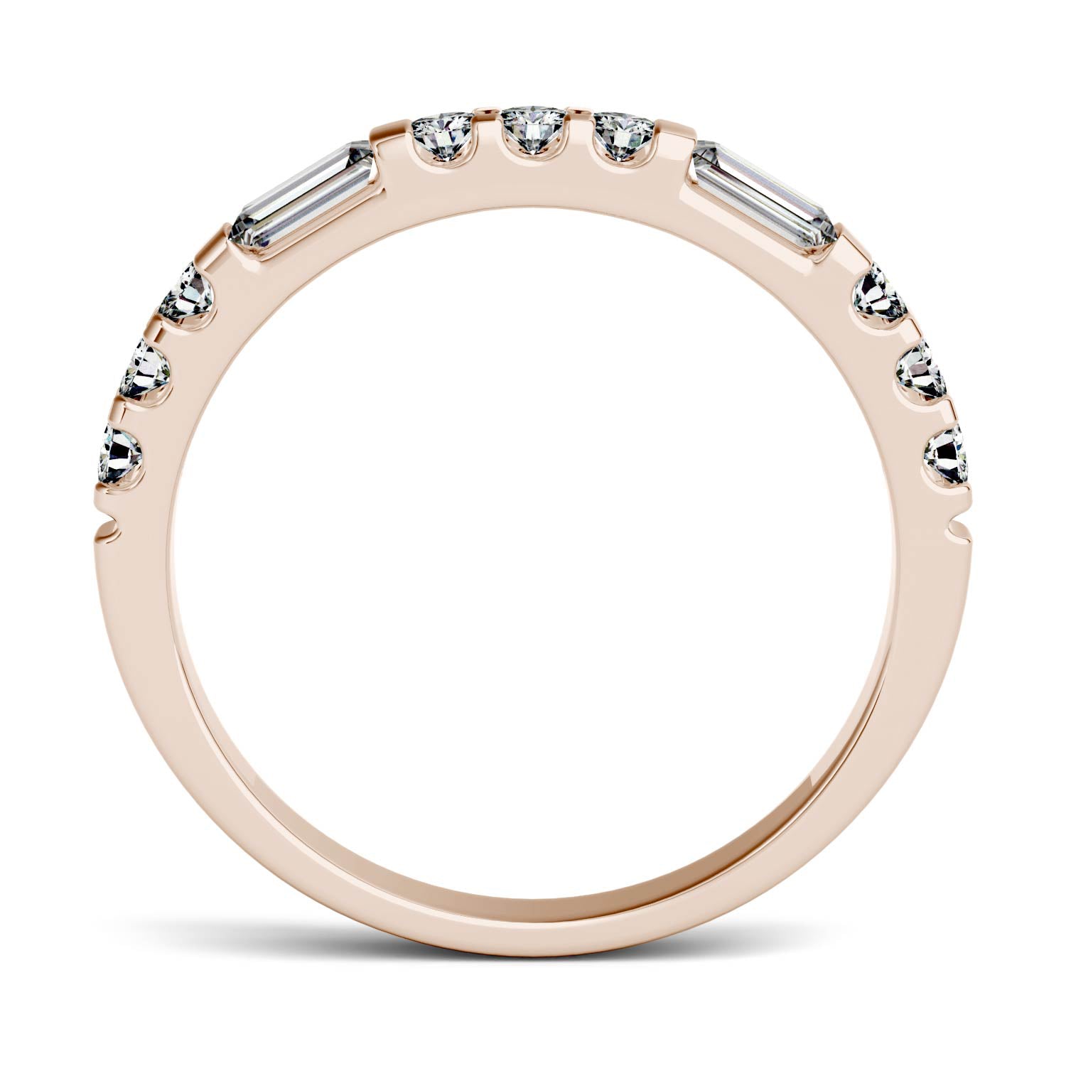 0.50 CTW DEW Straight Baguette Moissanite Stackable Ring in 14K Rose Gold