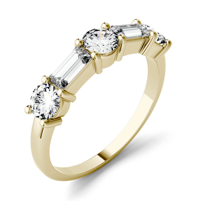1.15 CTW DEW Straight Baguette Moissanite Stackable Ring in 14K Yellow Gold