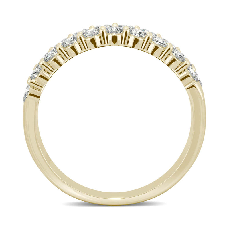 1.00 CTW DEW Round Moissanite Two Row Ring in 14K Yellow Gold