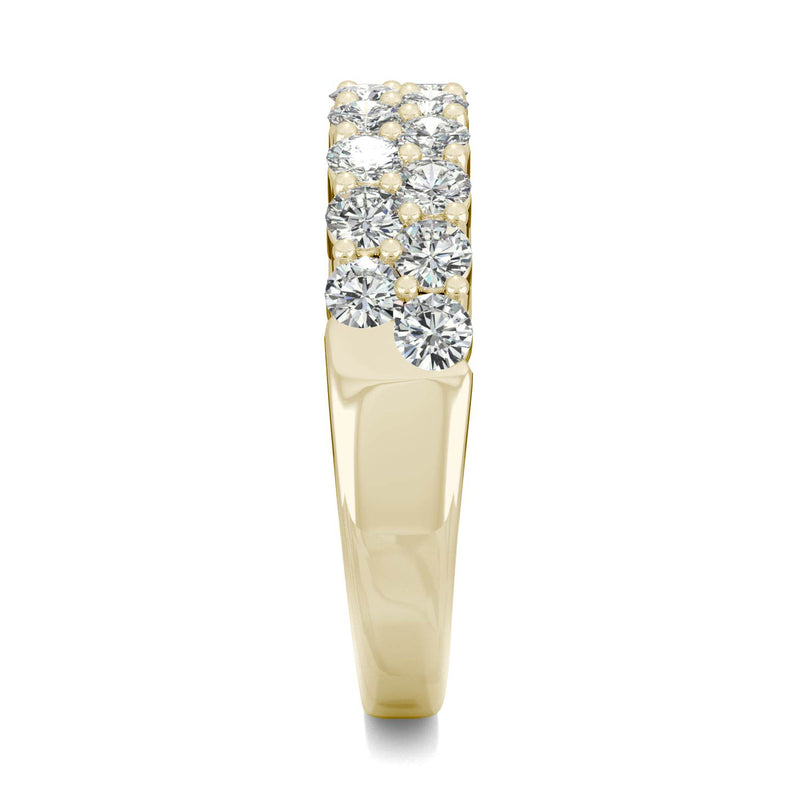 1.00 CTW DEW Round Moissanite Two Row Ring in 14K Yellow Gold