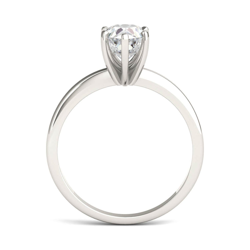 1.50 CTW DEW Pear Moissanite Engagement Ring in 14K White Gold