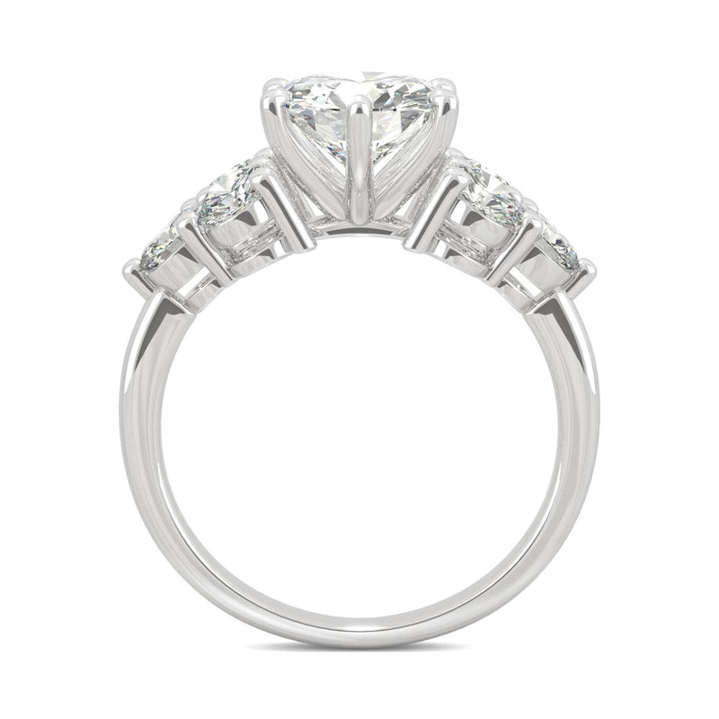 3.28 CTW DEW Round Moissanite Engagement Ring in 14K White Gold