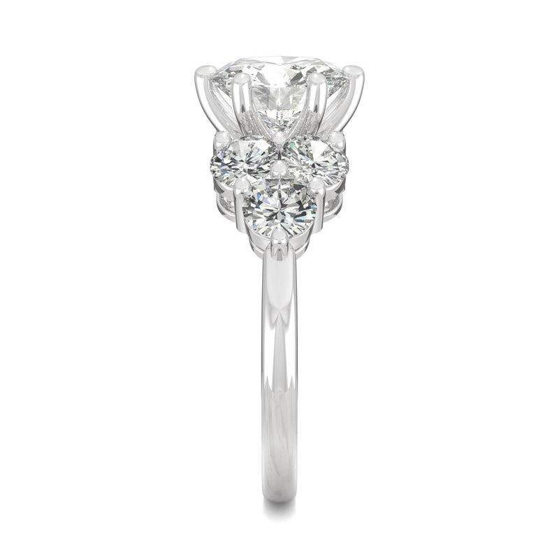 3.28 CTW DEW Round Moissanite Engagement Ring in 14K White Gold