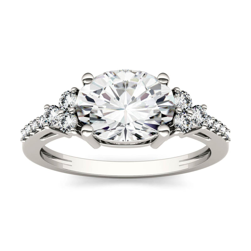 2.30 CTW DEW Oval Moissanite Engagement Ring in 14K White Gold