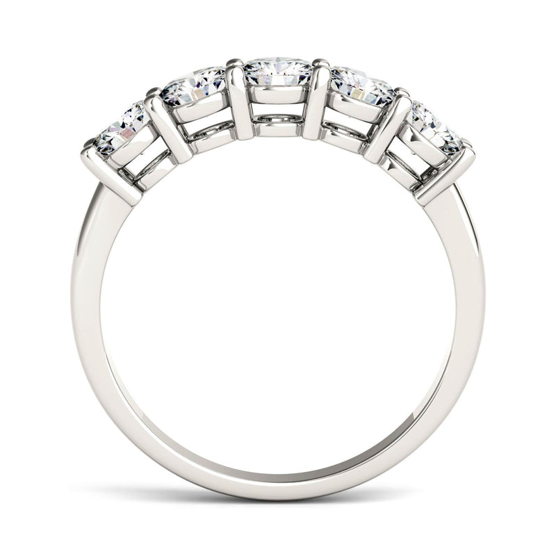 1.15 CTW DEW Round Moissanite Five Stone Ring in 14K White Gold