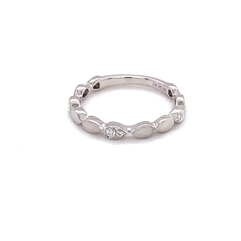 0.10 CTW DEW Round Near-Colorless Moissanite Band in 10K White Gold