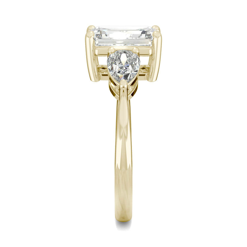 3.38 CTW DEW Emerald Moissanite Engagement Ring in 14K Yellow Gold