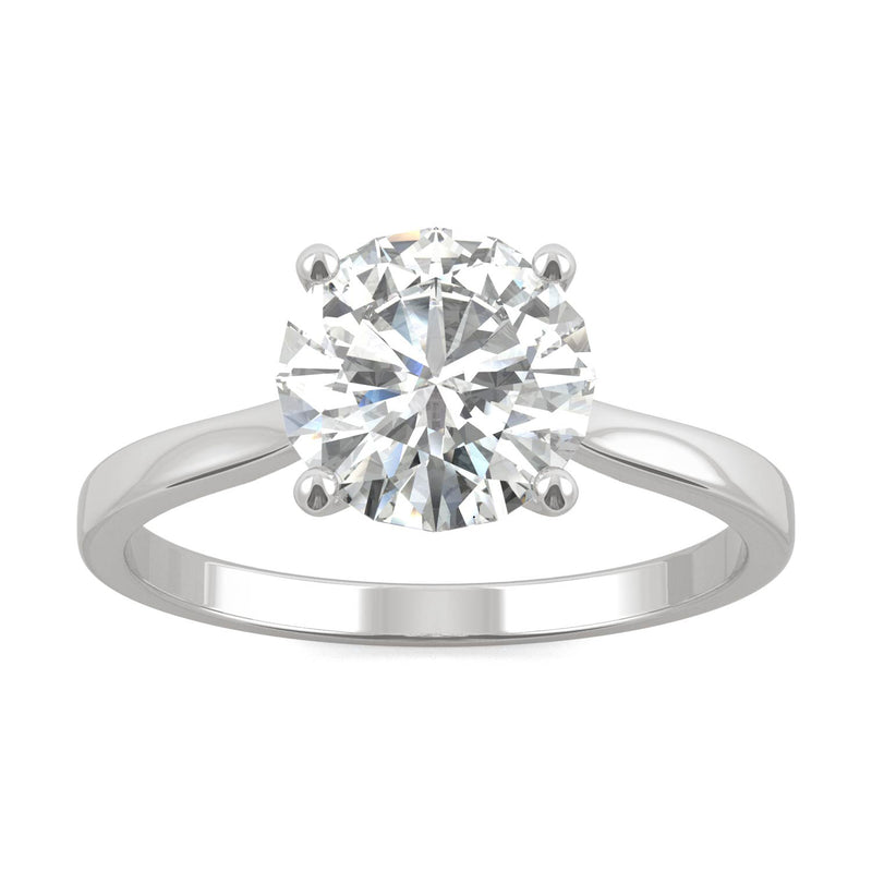 1.90 CTW DEW Round Moissanite Solitaire Ring in 14K White Gold