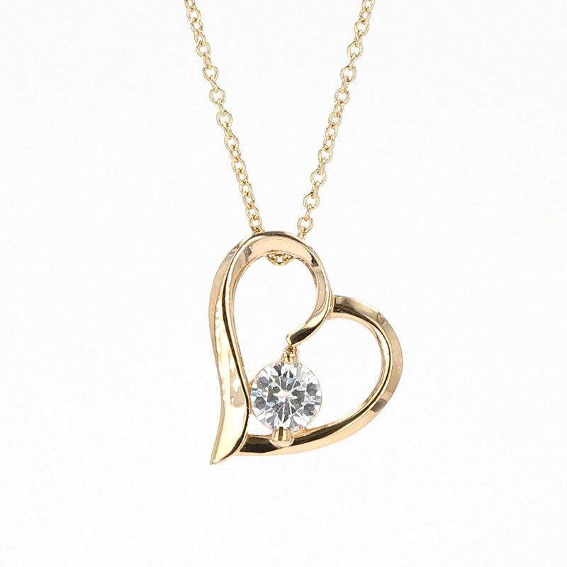 0.33 CTW DEW Round Near-Colorless Moissanite Heart Pendant in 14K Yellow Gold