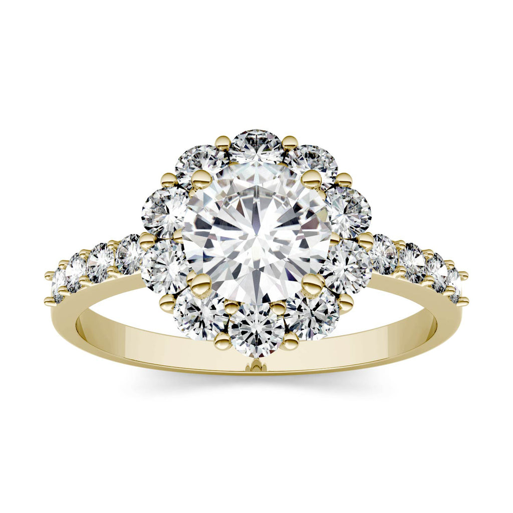 1.78 CTW DEW Round Halo Ring 14K Yellow Gold