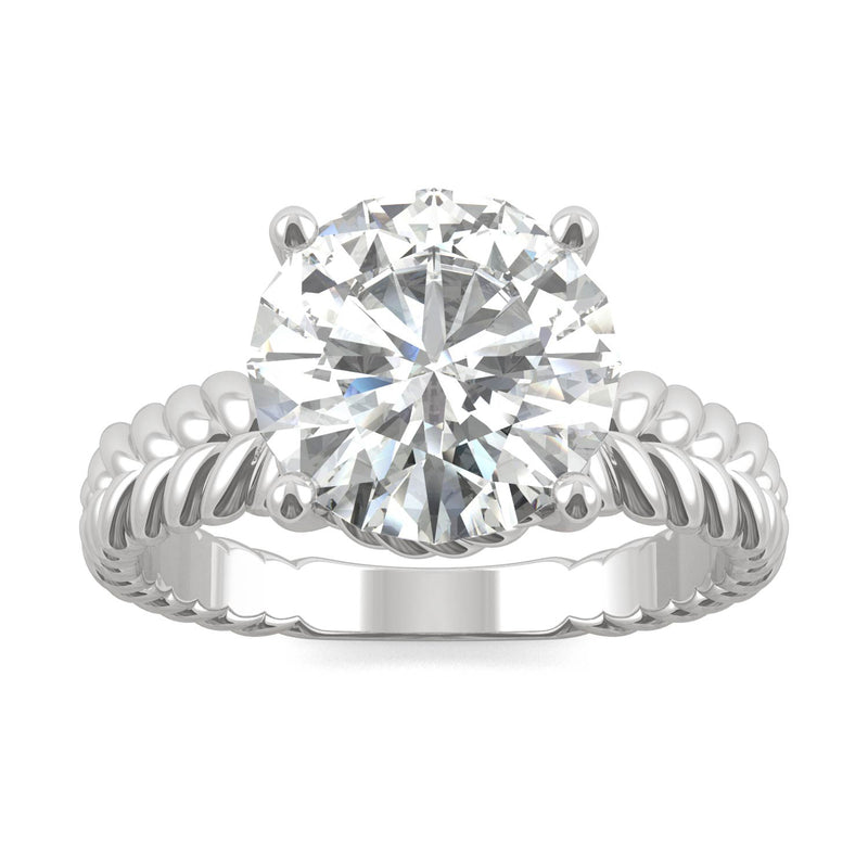 2.70 CTW DEW Round Moissanite Engagement Ring in 14K White Gold