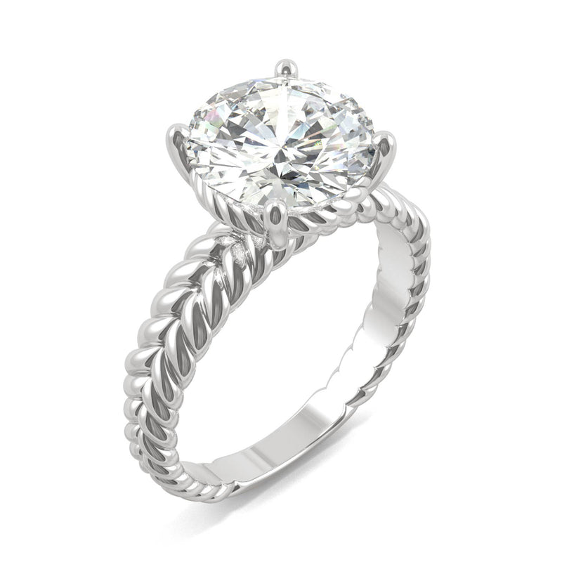 2.70 CTW DEW Round Moissanite Engagement Ring in 14K White Gold