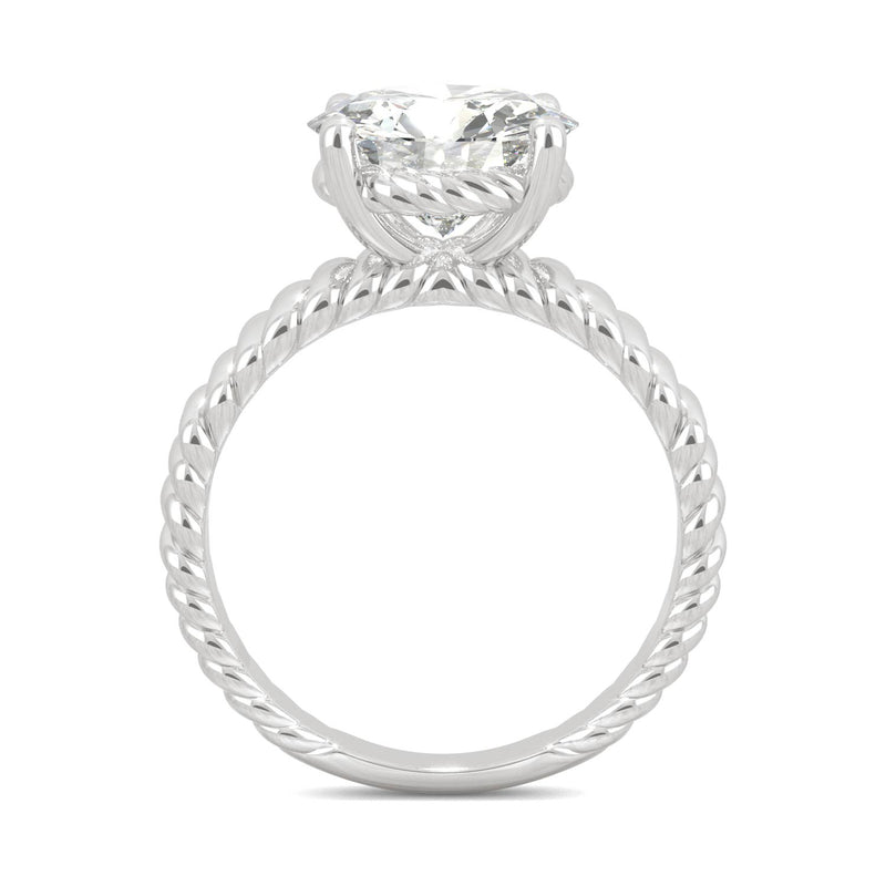 2.70 CTW DEW Round Moissanite Engagement Ring in 14K White Gold