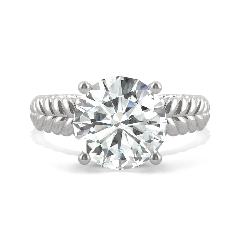 2.70 CTW DEW Round Moissanite Engagement Ring in 14K White Gold