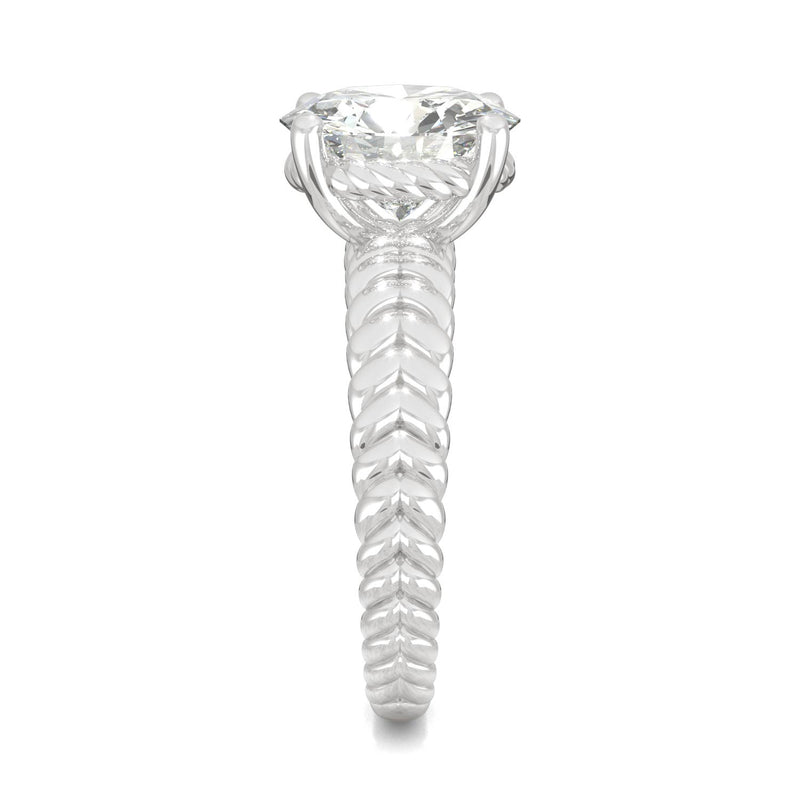 2.70 CTW DEW Round Moissanite Engagement Ring in 14K White Gold