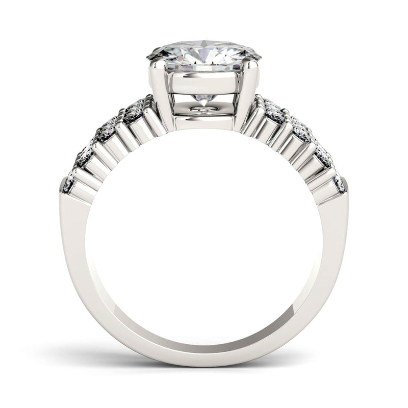 2.92 CTW DEW Round Moissanite Engagement Ring in 14K White Gold