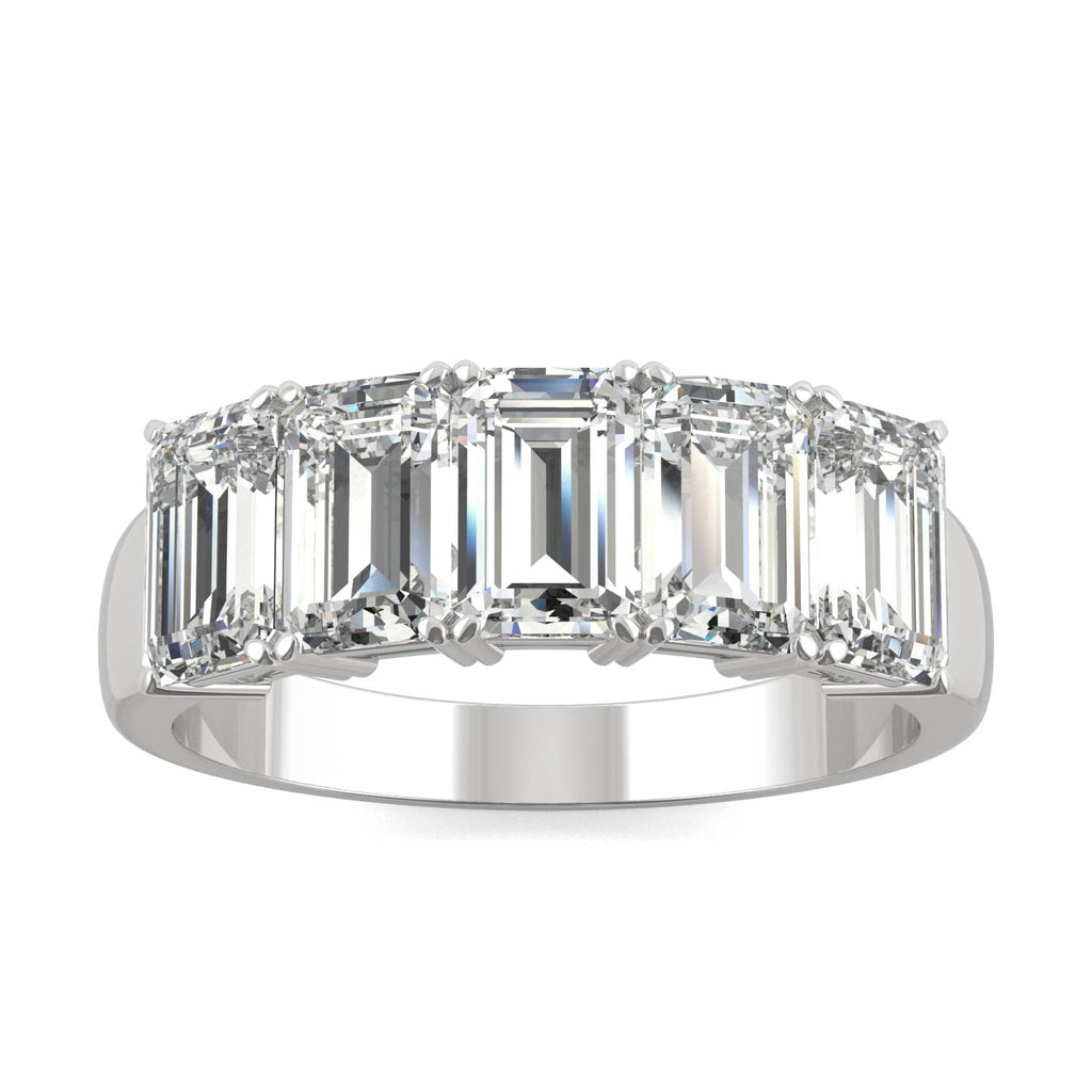 2.90 CTW DEW Emerald Five Stone Anniversary Band 14K White Gold
