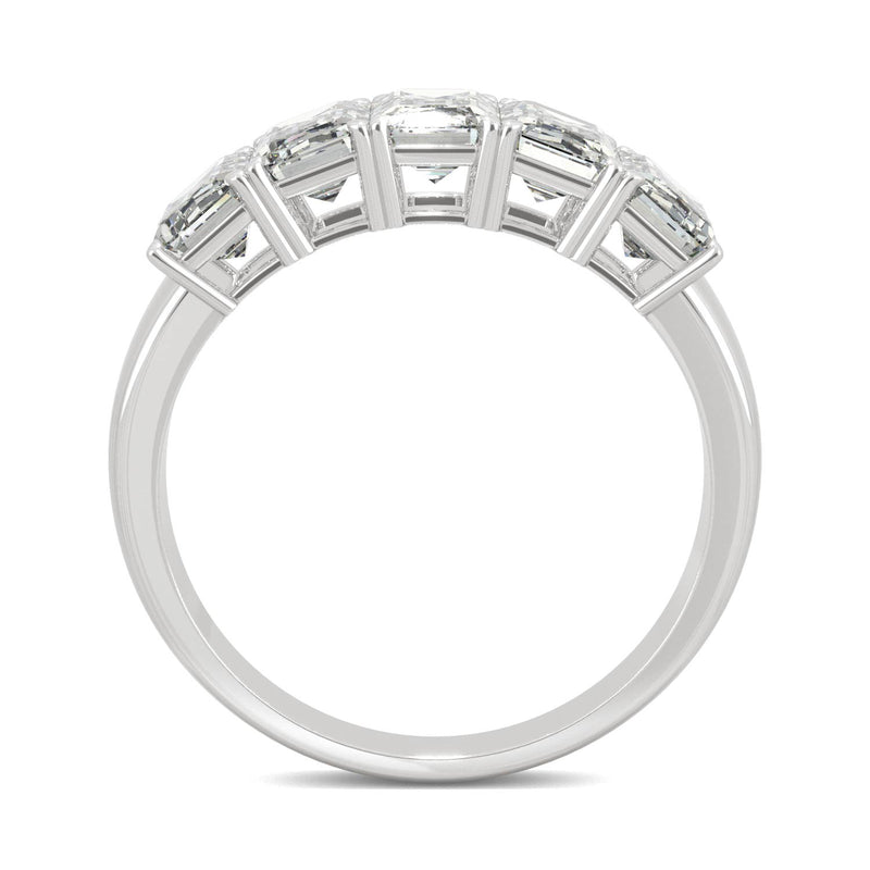 2.90 CTW DEW Emerald Moissanite Five Stone Ring in 14K White Gold