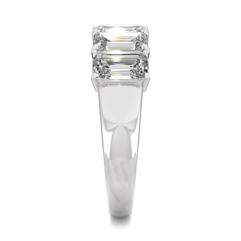 2.90 CTW DEW Emerald Moissanite Five Stone Ring in 14K White Gold