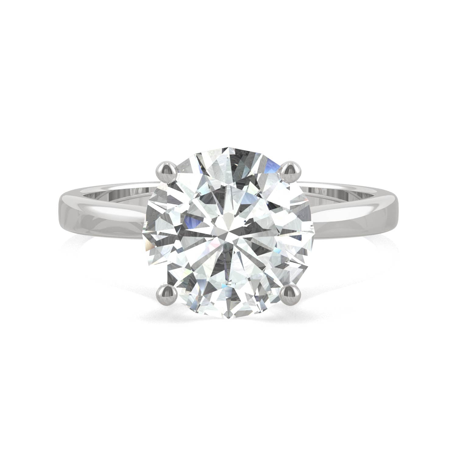 2.70 CTW DEW Round Moissanite Solitaire Ring in 14K White Gold