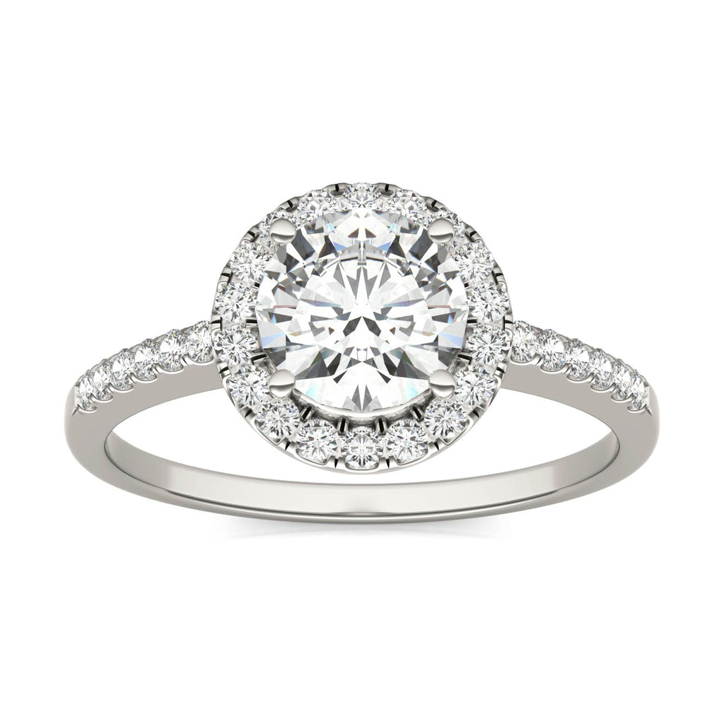 1.30 CTW DEW Round Halo Ring 14K White Gold