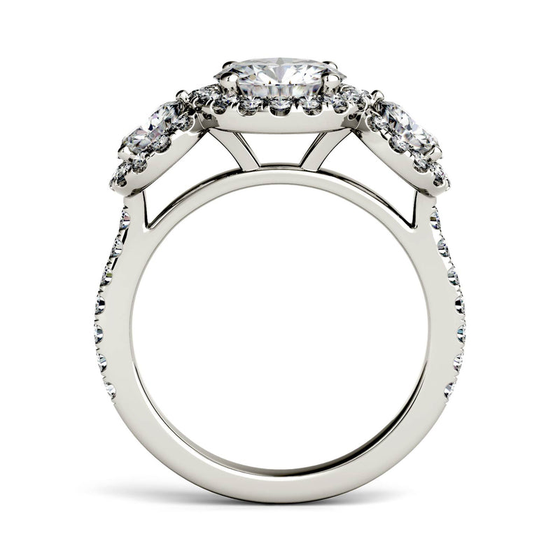 3.09 CTW DEW Round Moissanite Halo Ring in 14K White Gold