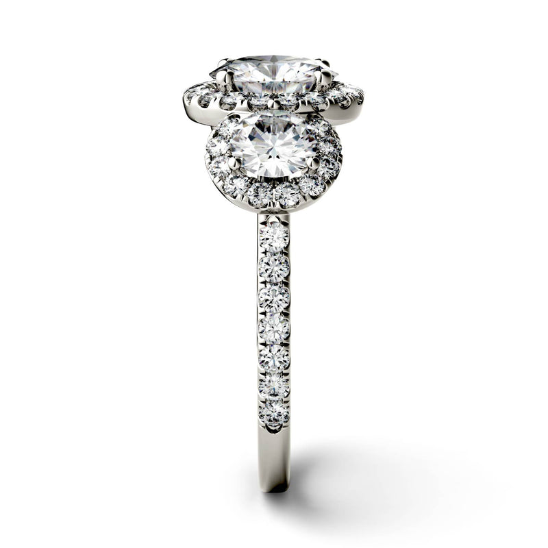 3.09 CTW DEW Round Moissanite Halo Ring in 14K White Gold