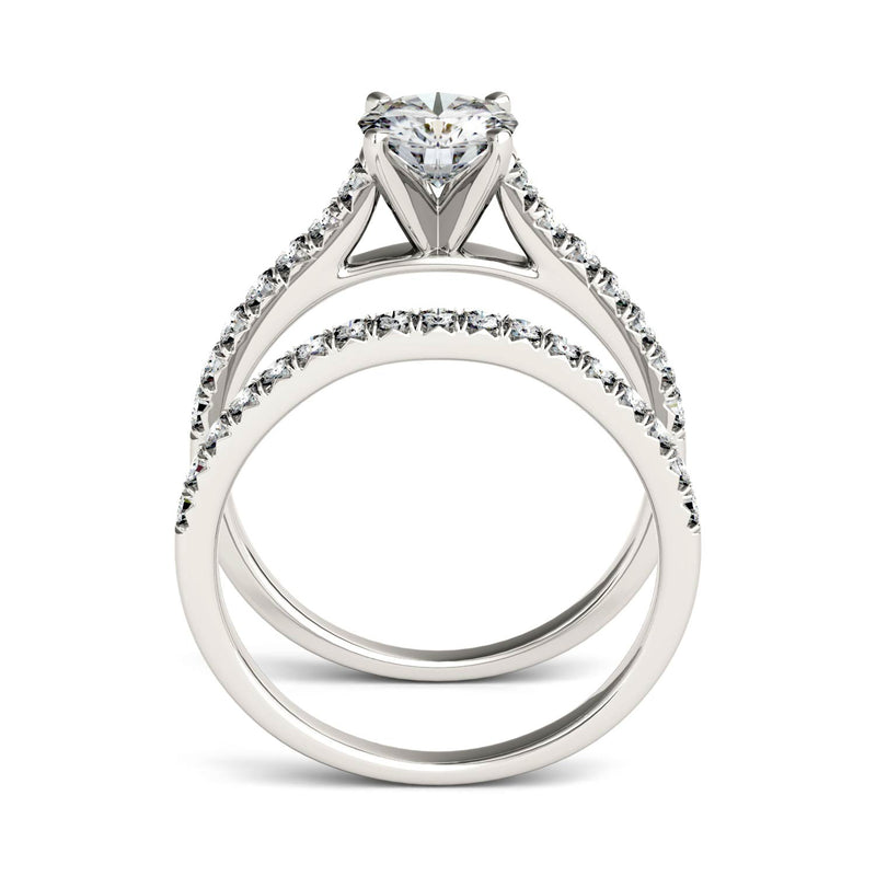 1.61 CTW DEW Round Moissanite Bridal Set in 14K White Gold