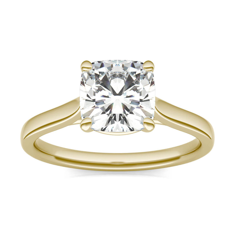 2.00 CTW DEW Cushion Moissanite Engagement Ring in 14K Yellow Gold