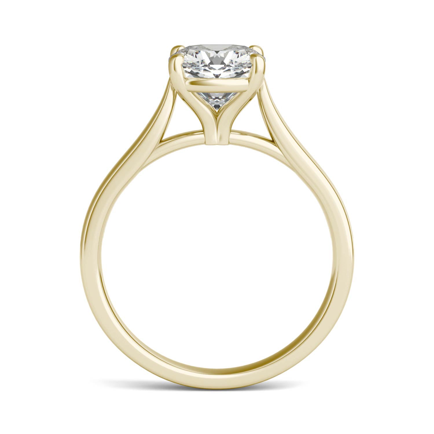 2.00 CTW DEW Cushion Moissanite Solitaire Engagement Ring in 14K Yellow Gold