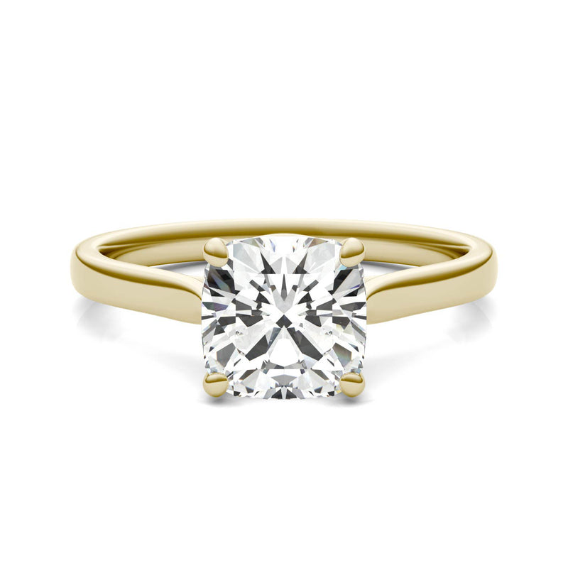 2.00 CTW DEW Cushion Moissanite Engagement Ring in 14K Yellow Gold