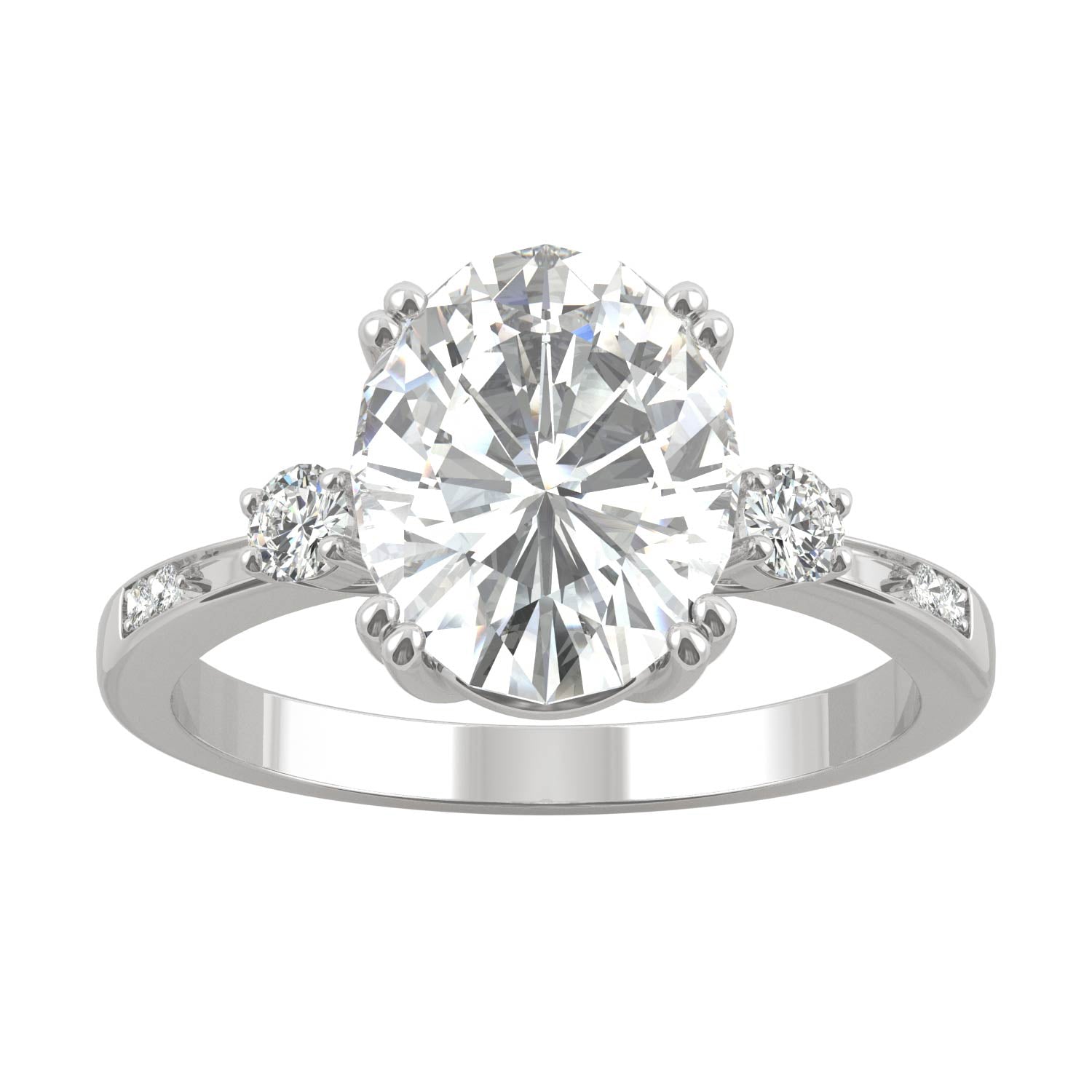 3.14 CTW DEW Oval Moissanite Seven-Stone Ring in 14K White Gold