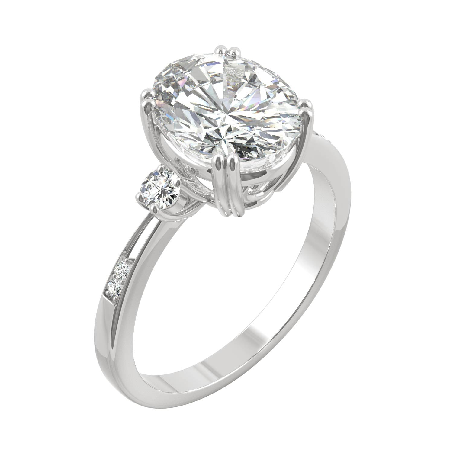 3.14 CTW DEW Oval Moissanite Seven-Stone Ring in 14K White Gold
