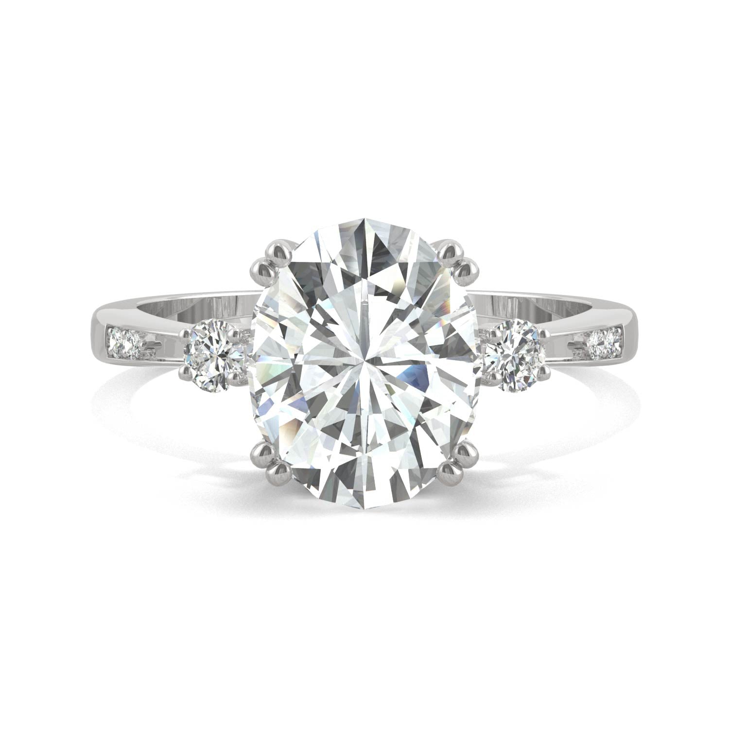 3.14 CTW DEW Oval Moissanite Seven-Stone Ring in 14K White Gold