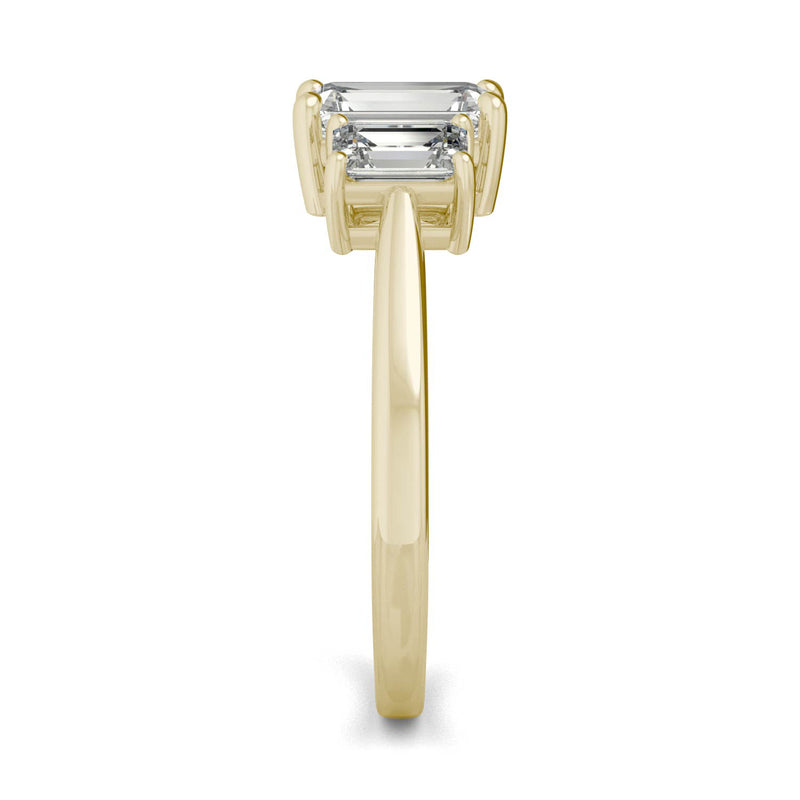 1.55 CTW DEW Emerald Moissanite Basket Ring in 14K Yellow Gold