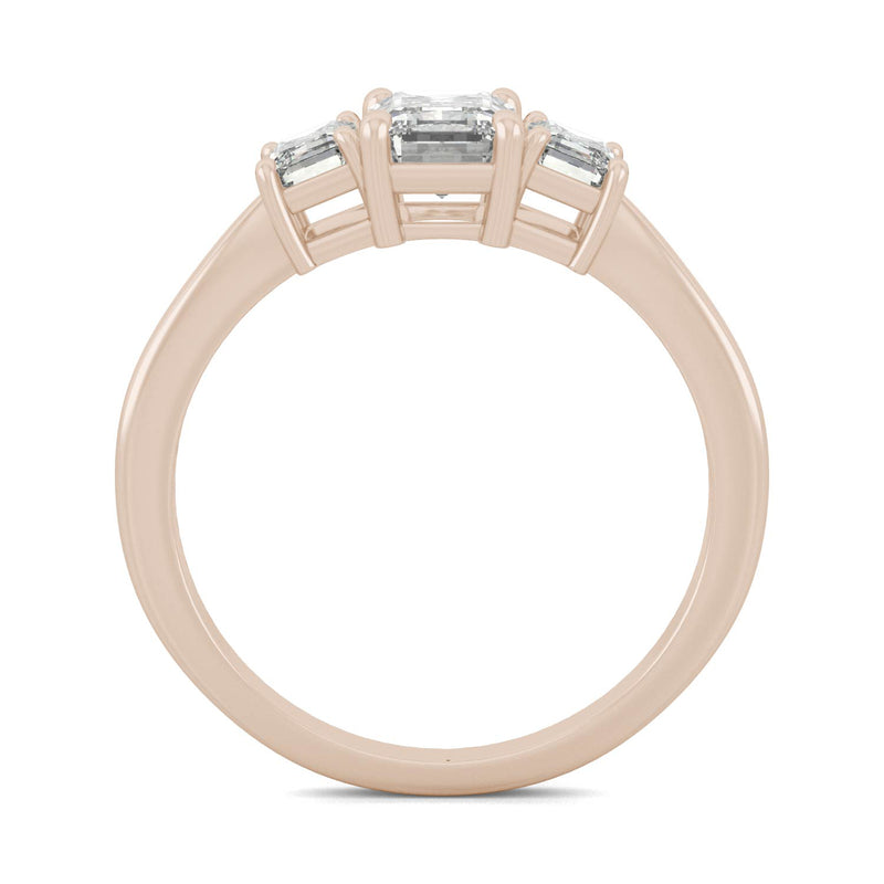 1.55 CTW DEW Emerald Moissanite Basket Ring in 14K Rose Gold