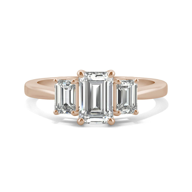 1.55 CTW DEW Emerald Moissanite Basket Ring in 14K Rose Gold