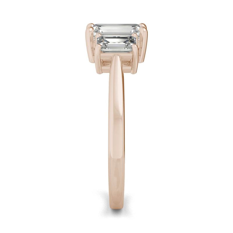 1.55 CTW DEW Emerald Moissanite Basket Ring in 14K Rose Gold