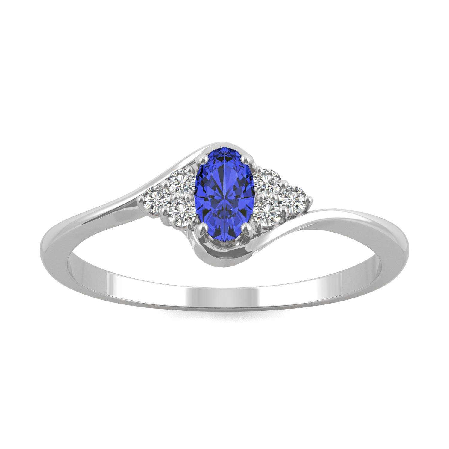 0.37 CTW DEW Oval Sapphire Bypass Ring in 14K White Gold