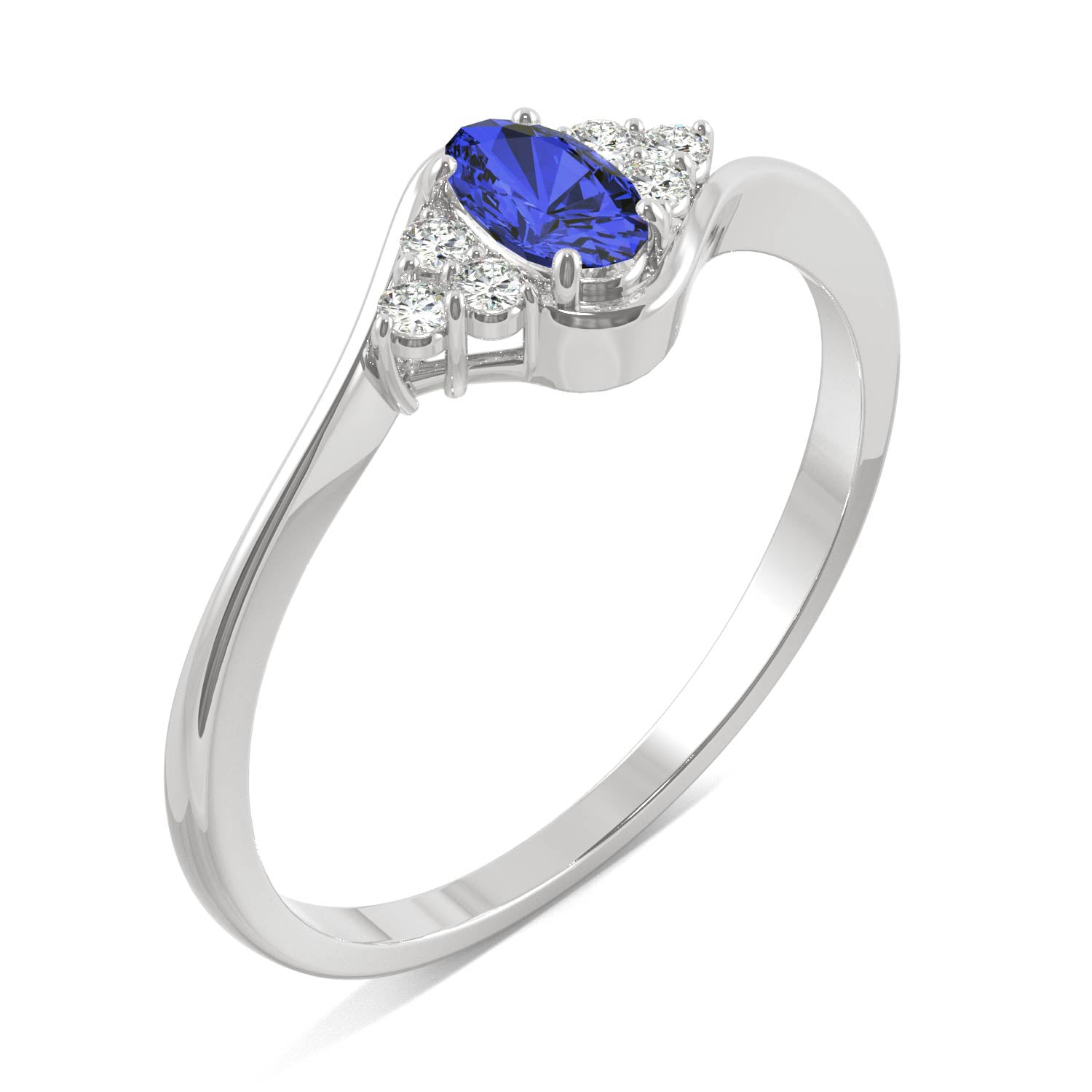 0.37 CTW DEW Oval Sapphire Bypass Ring in 14K White Gold